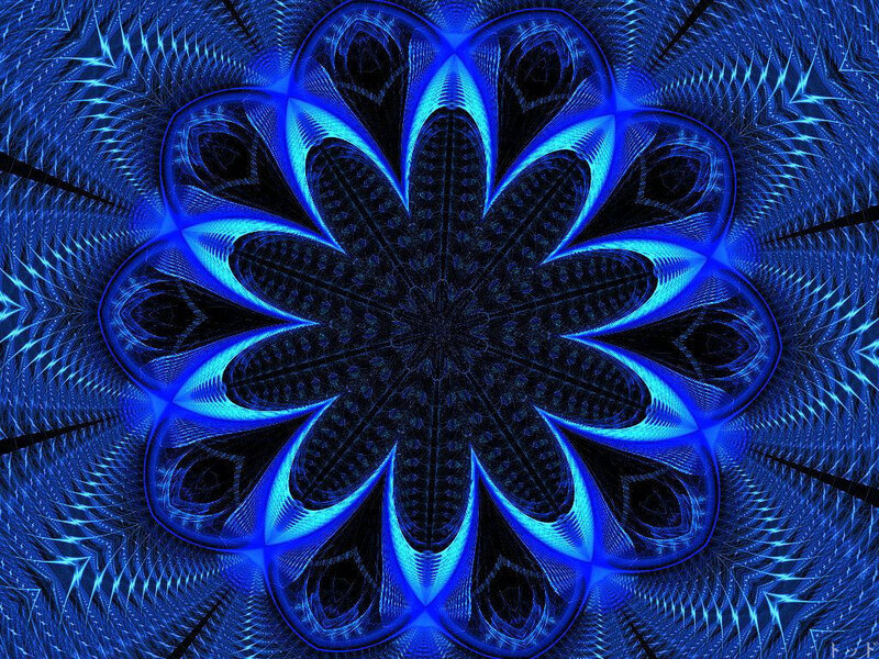 Blue Fractal Flower — Hypnotic, Digital Art