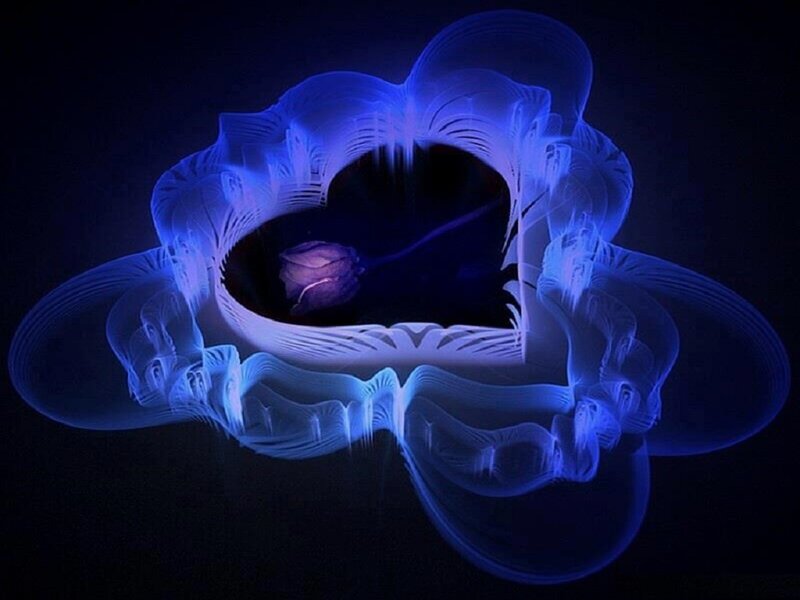 Blue Fractal Flower — Mysterious