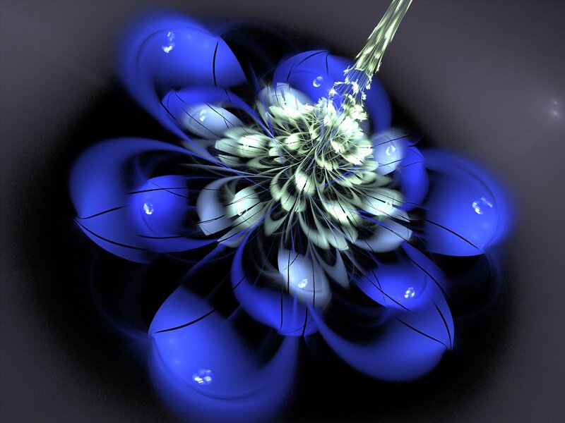 Blue Fractal Flower — Mystical, Digital Art