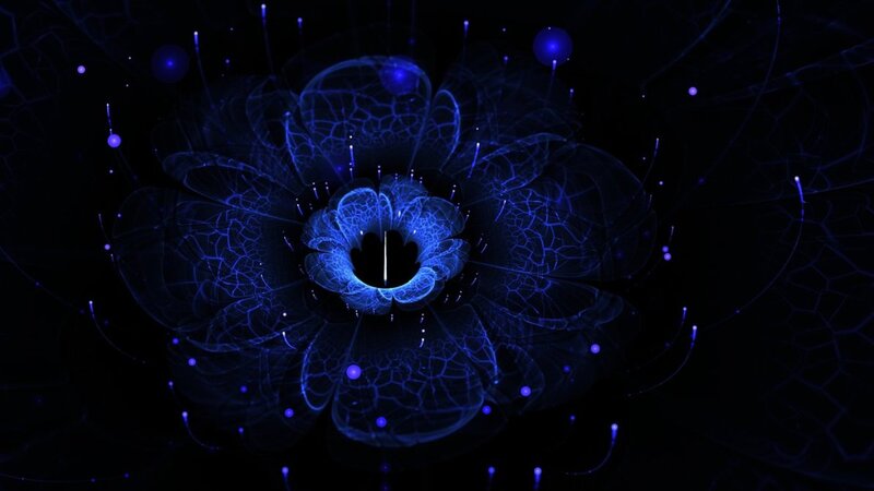 Blue Fractal Flower — Mystical, Night