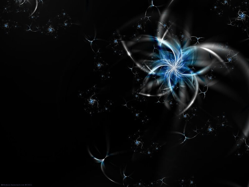 blue fractal flower on black