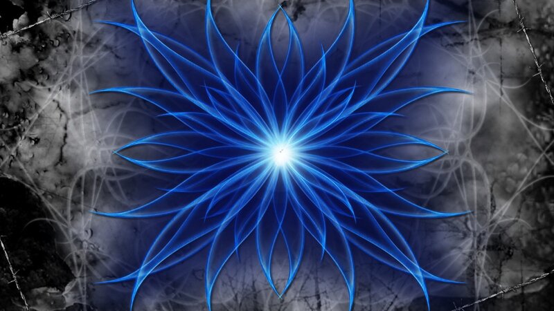Blue fractal flower on dark background