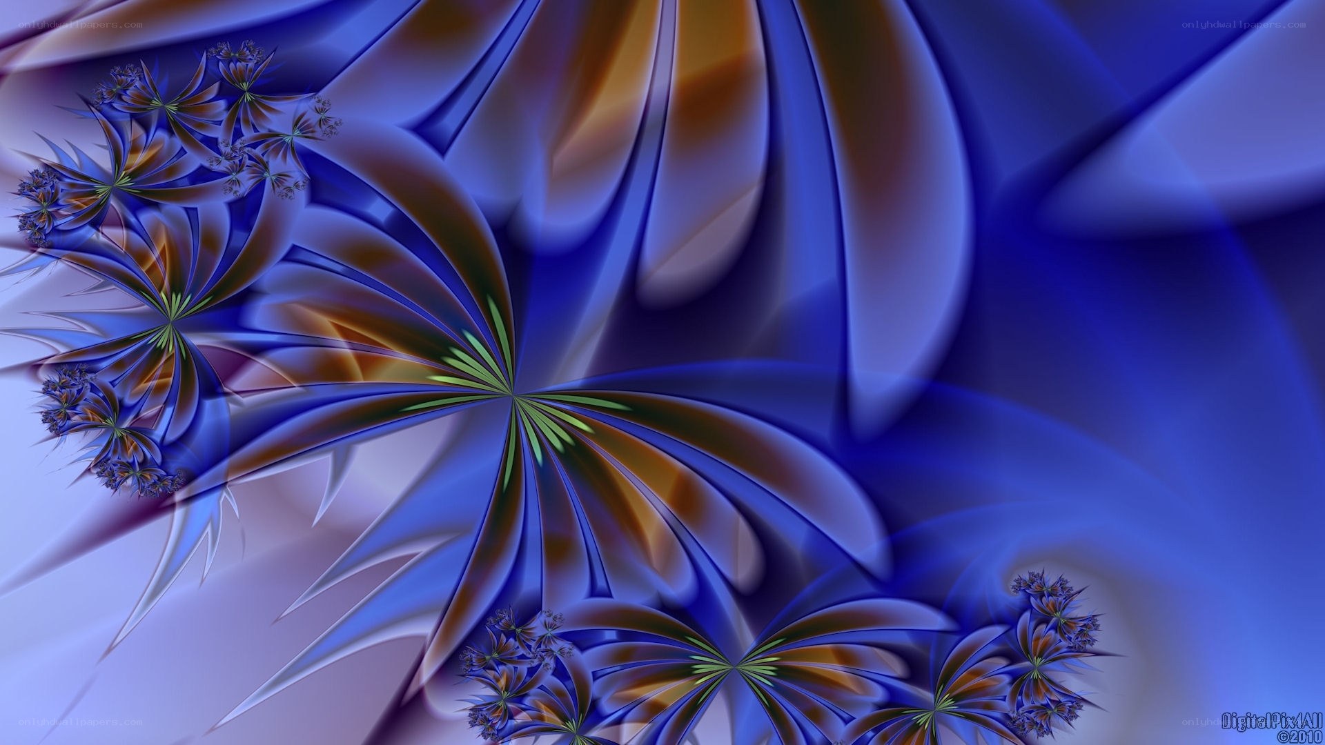 Blue fractal flower pattern