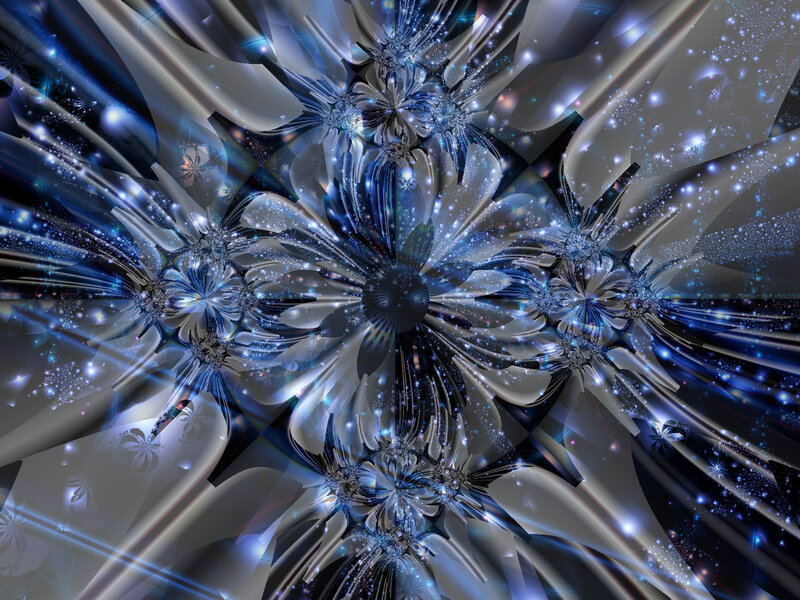 Blue Fractal Flower Pattern — Dramatic