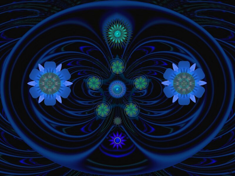 Blue Fractal Flower Pattern — Hypnotic