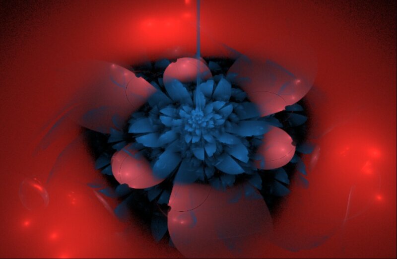 Blue Fractal Flower — Red