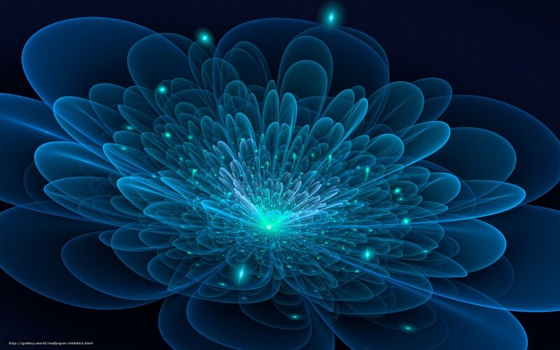 Blue Fractal Flower — Serene, Night