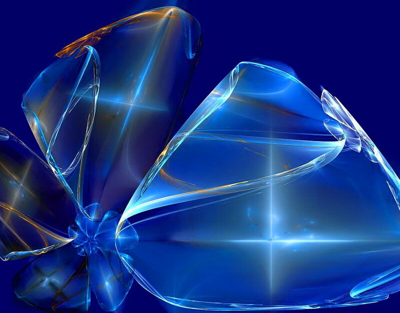 Blue Fractal Flower — Serene