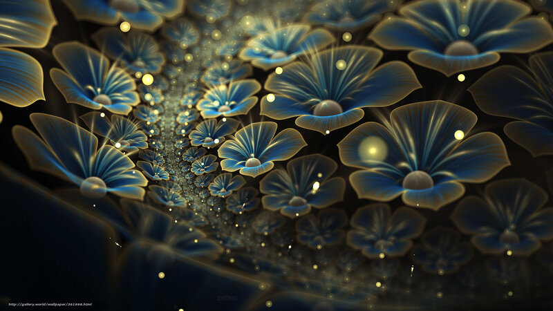 Blue fractal flower tunnel