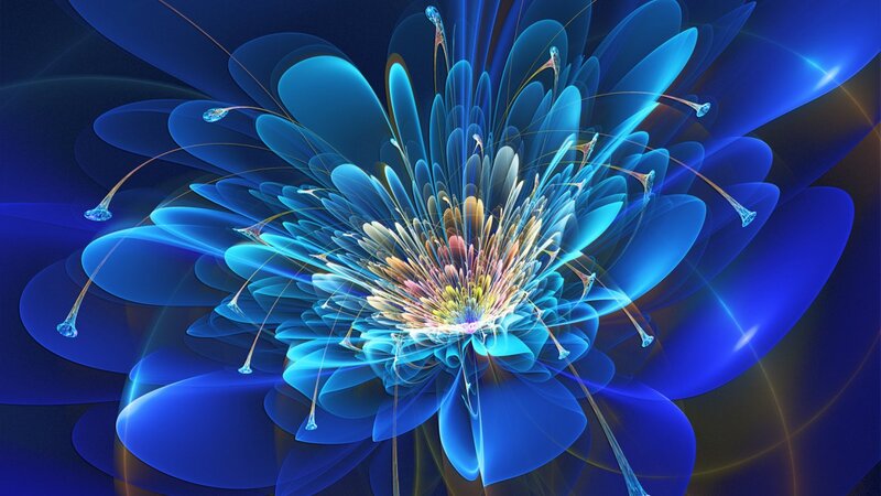 Blue Fractal Flower — Vibrant