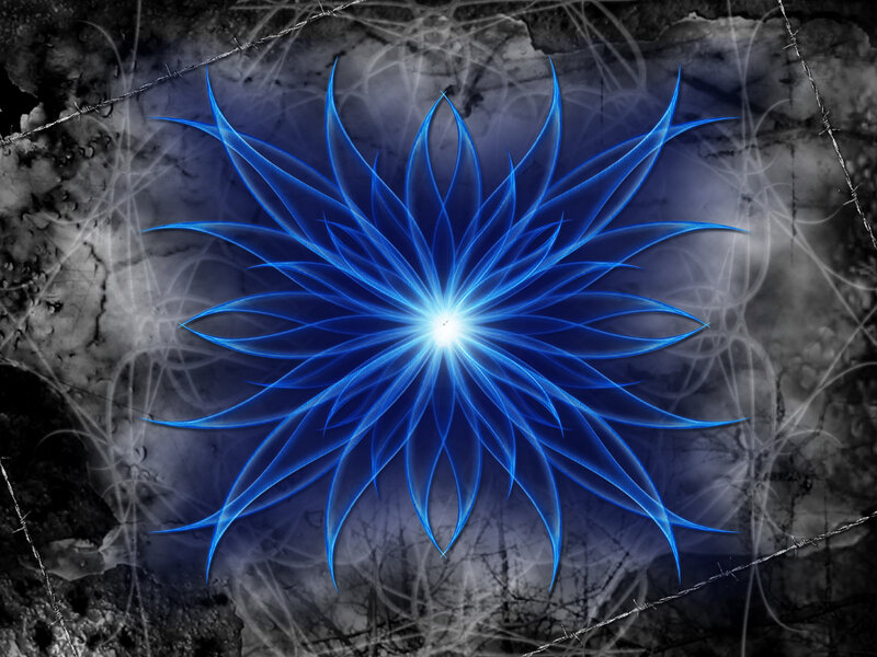 Blue fractal flower with barbed wire