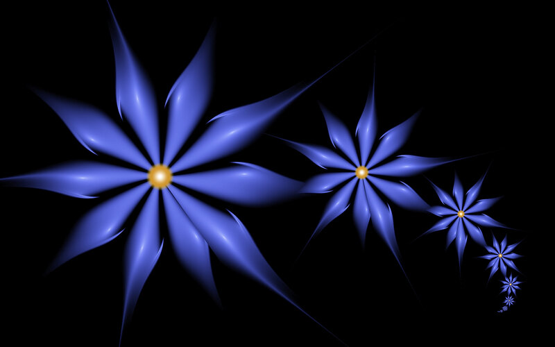 Blue Fractal Flowers — Abstract