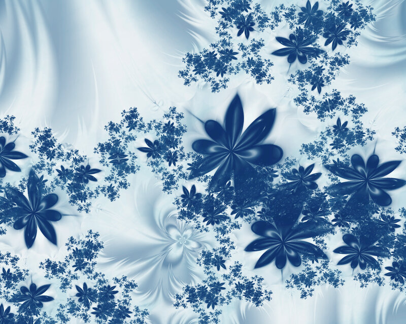 Blue Fractal Flowers — Calm, Digital Art