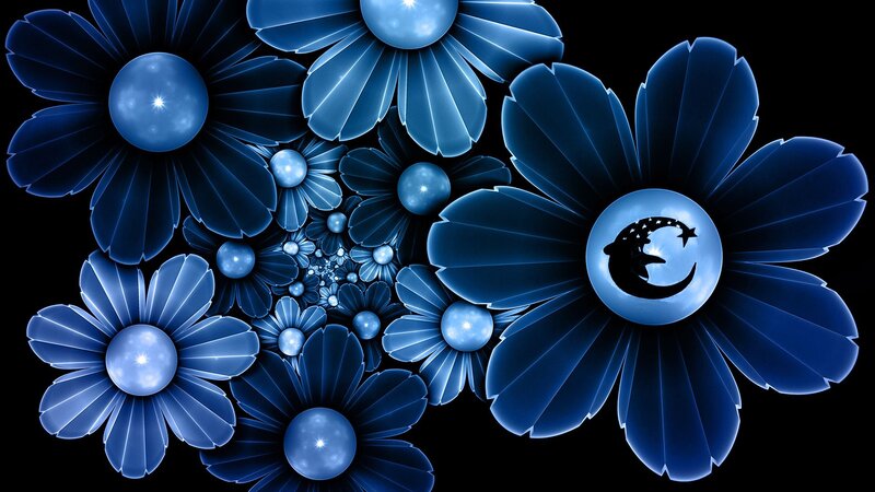 Blue Fractal Flowers — Dreamy
