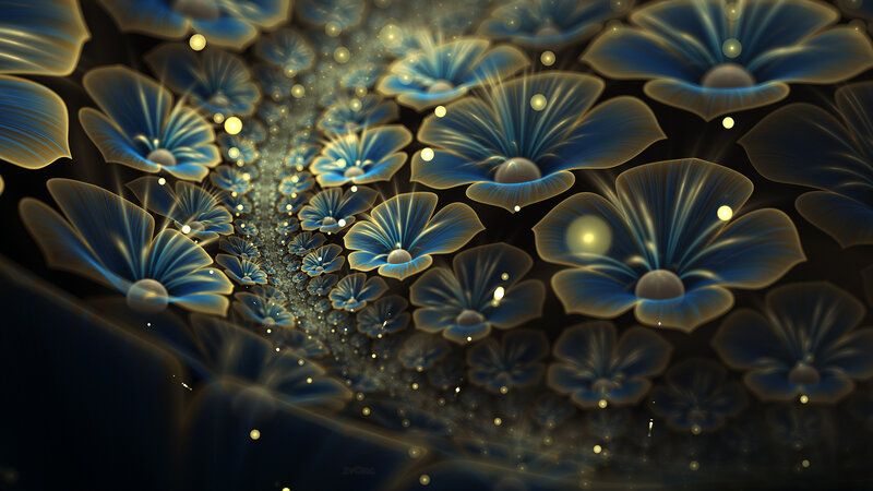 Blue Fractal Flowers — Ethereal