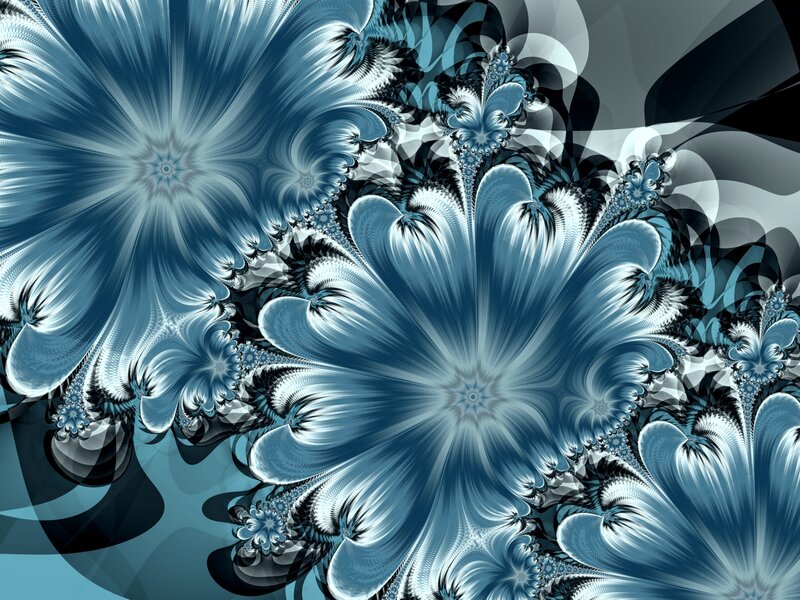 Blue Fractal Flowers — Hypnotic, Digital Art, Fractals, Patterns