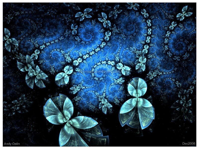 Blue Fractal Flowers — Mystical