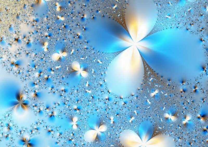 Blue Fractal Flowers — Serene, Digital Art, Fractals