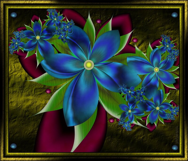 Blue Fractal Flowers — Vibrant, Digital Art
