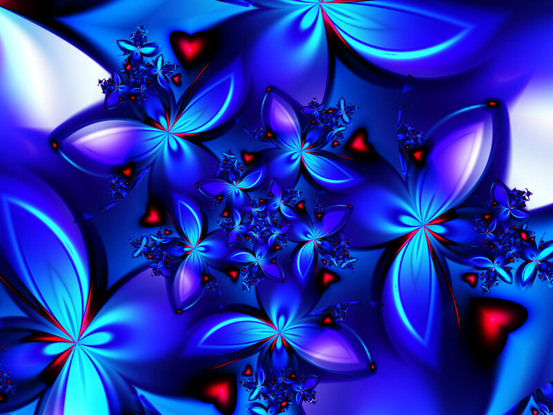 Blue Fractal Flowers — Vibrant