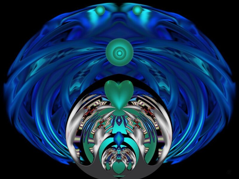 blue fractal heart design