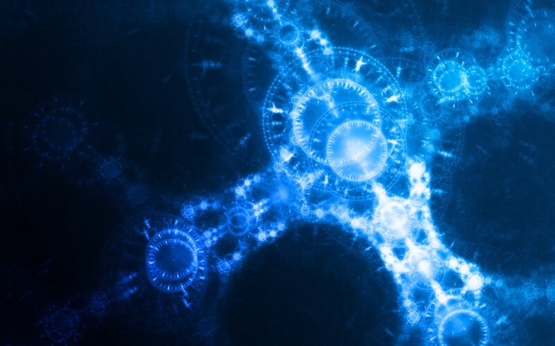 blue fractal light patterns