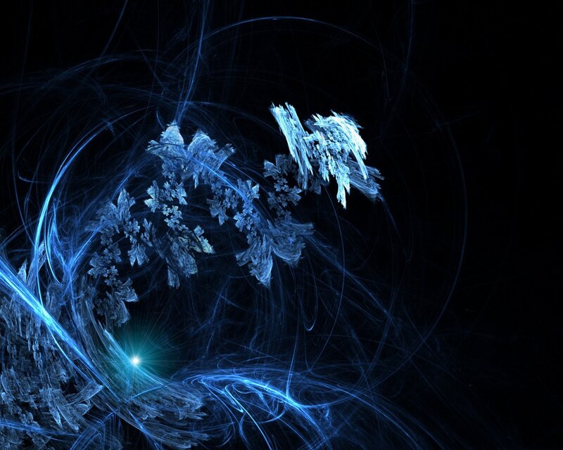 Blue fractal light patterns