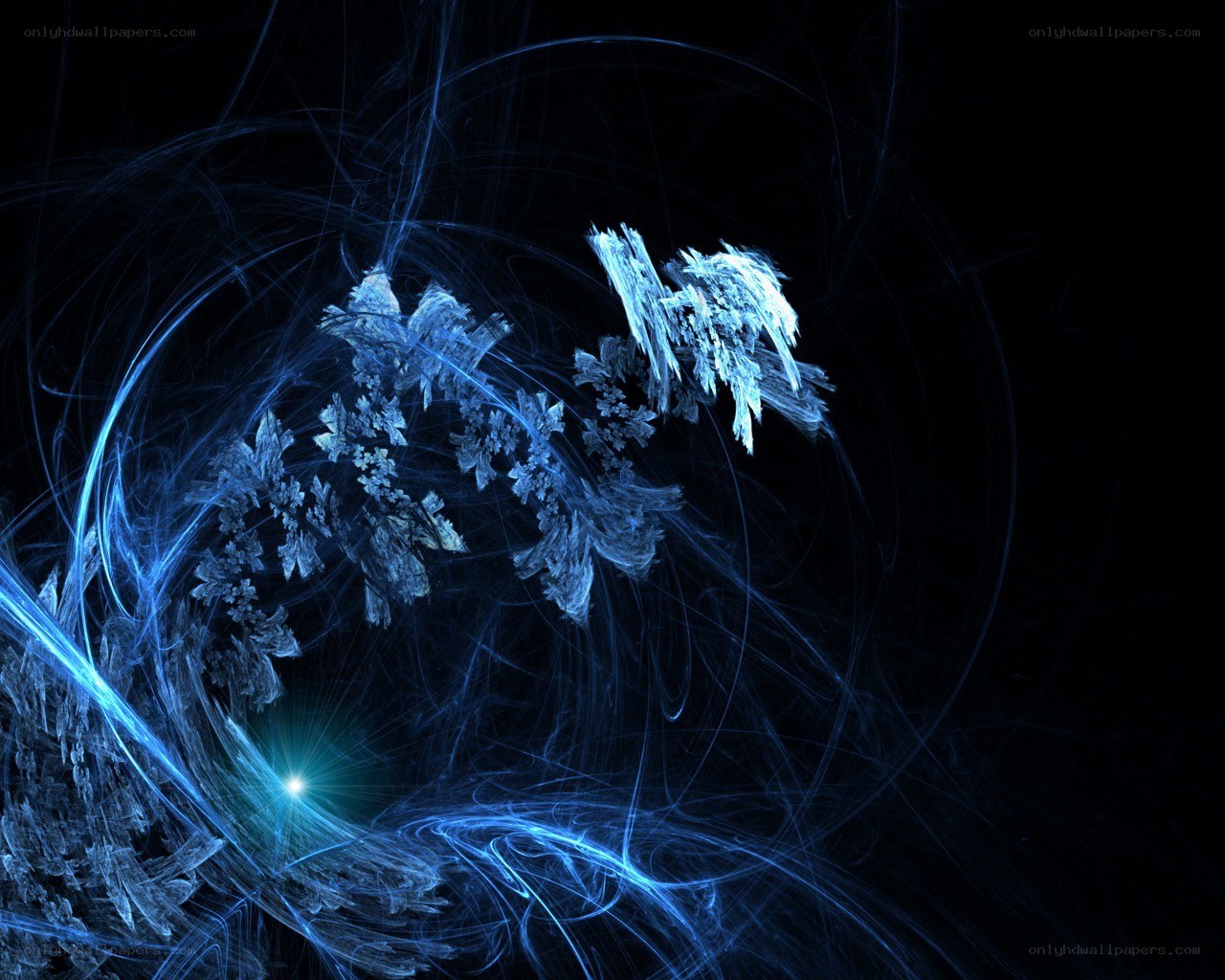 Blue fractal light patterns