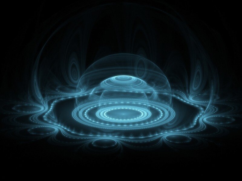 Blue fractal light patterns