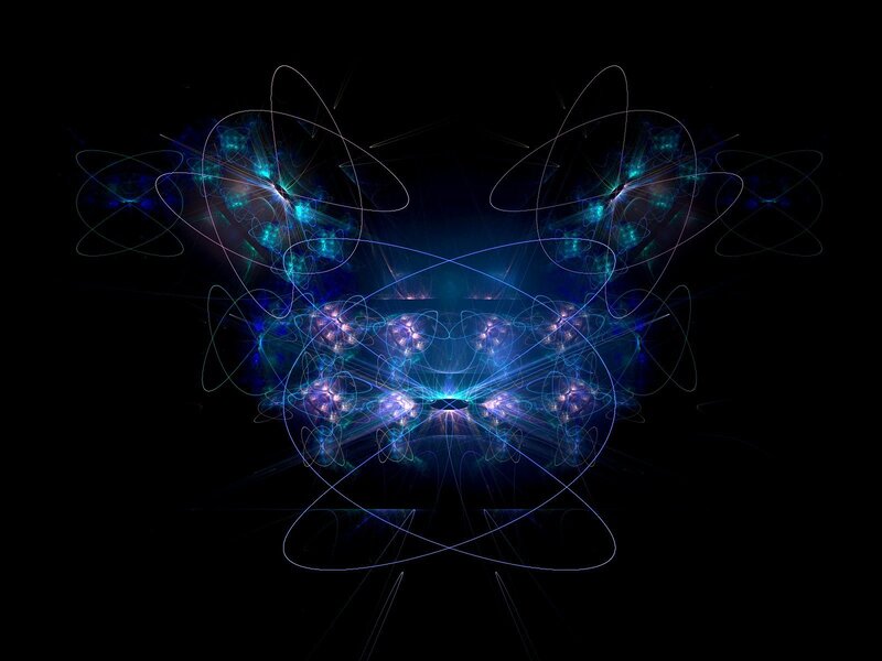 Blue Fractal Light Patterns — Abstract, Digital Art, Light Trails