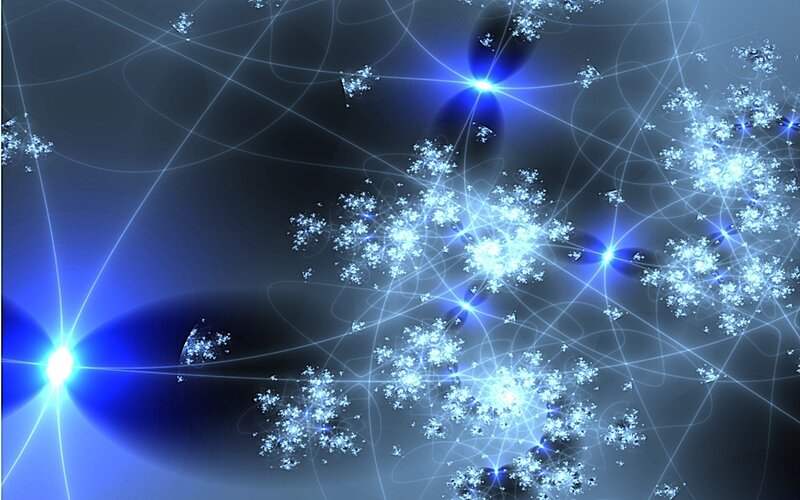 Blue Fractal Light Patterns — Abstract, Digital Art, Lines