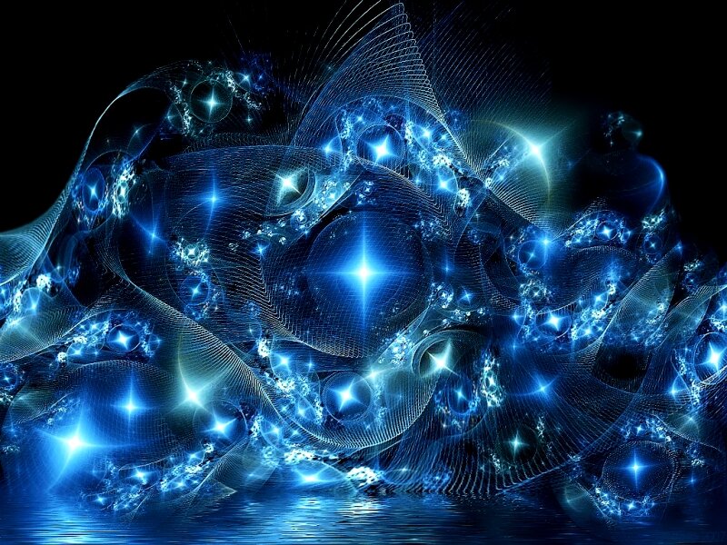 Blue Fractal Light Patterns — Dramatic