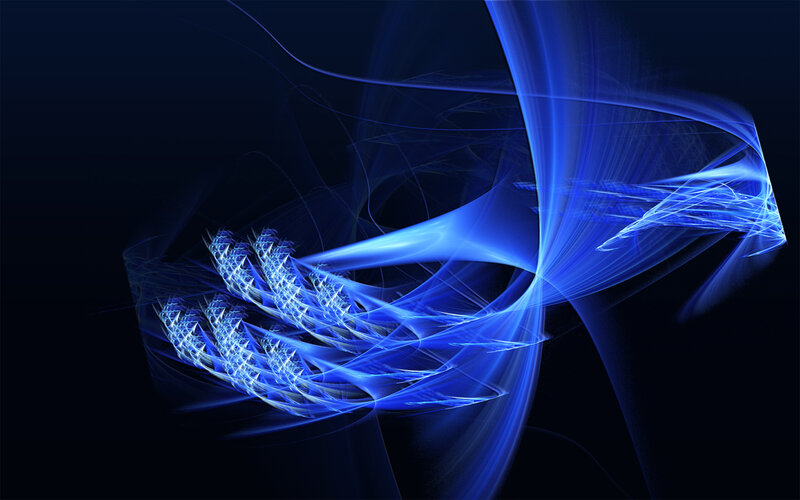 Blue Fractal Light Patterns — Dynamic