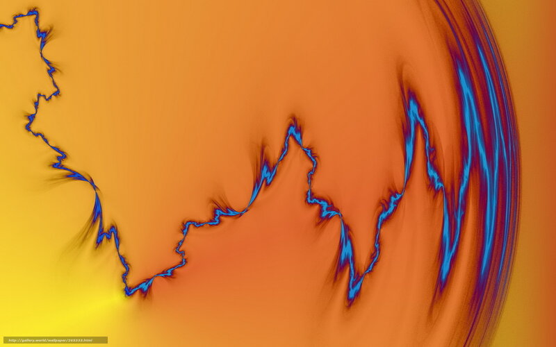 Blue Fractal Lines on Orange
