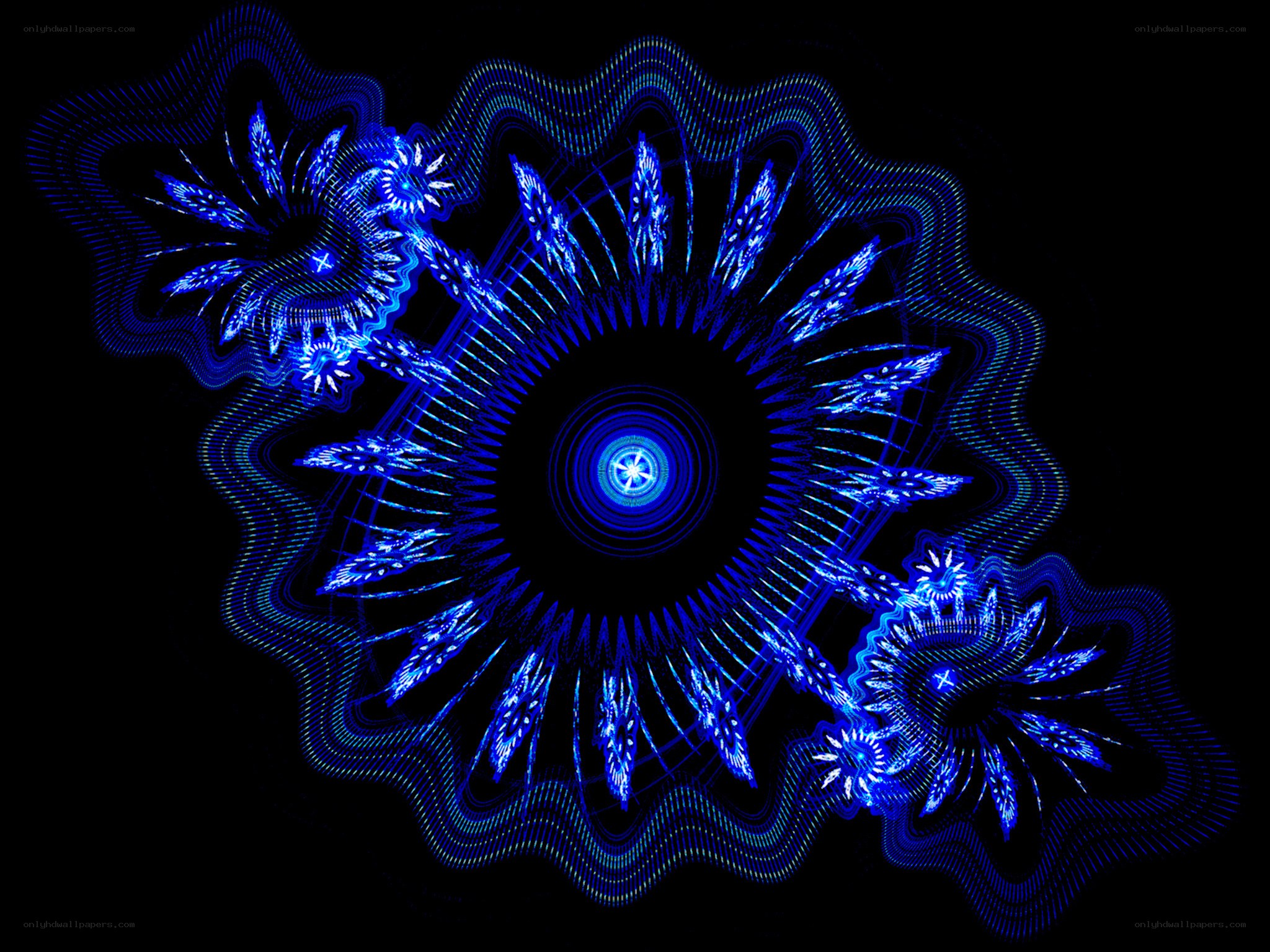 blue fractal mandala design