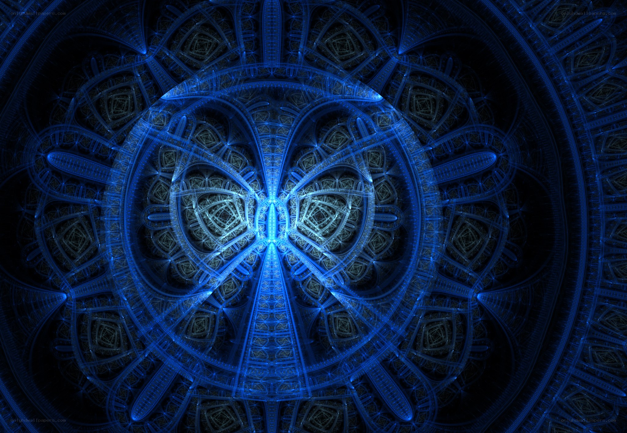 Blue fractal mandala design