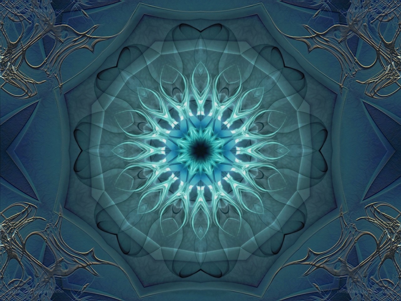 blue fractal mandala design