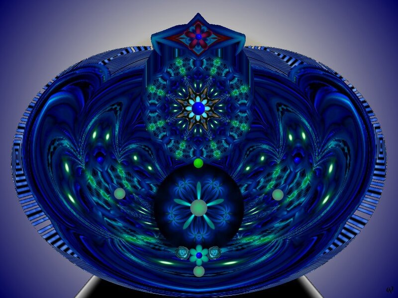 Blue fractal mandala design