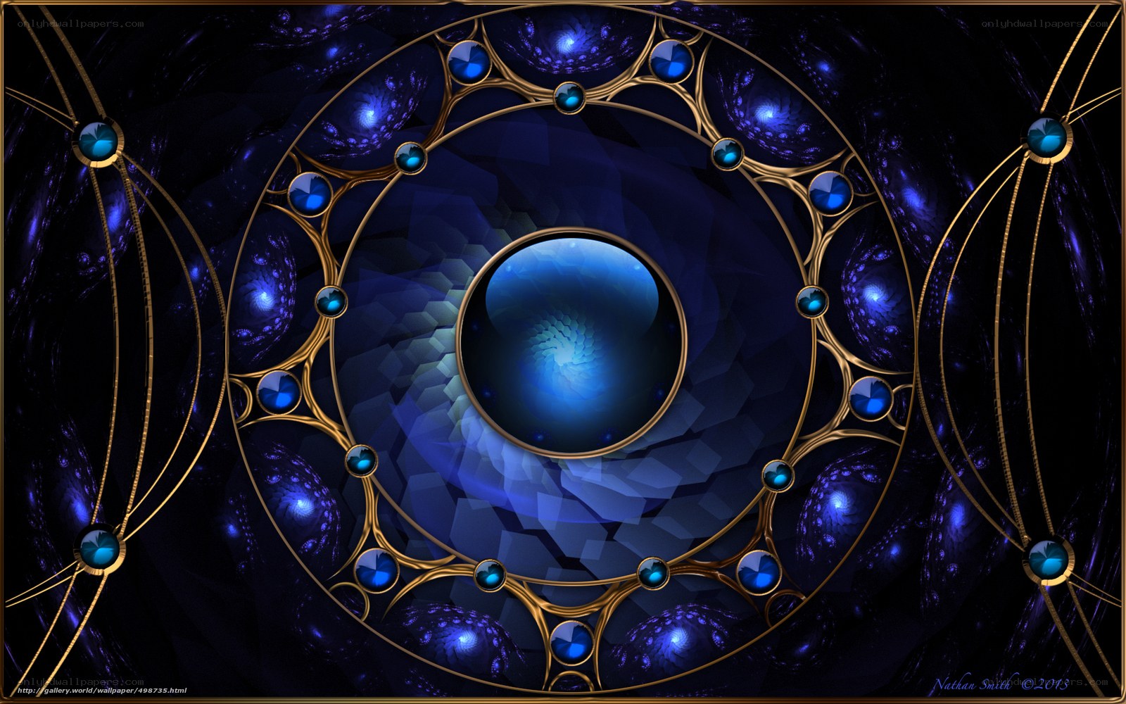 blue fractal mandala design