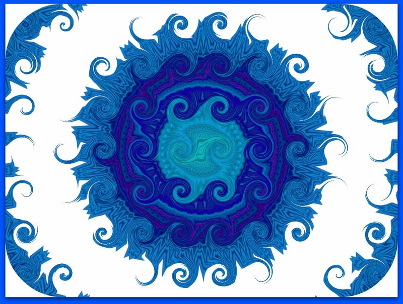 Blue Fractal Mandala — Hypnotic, Abstract