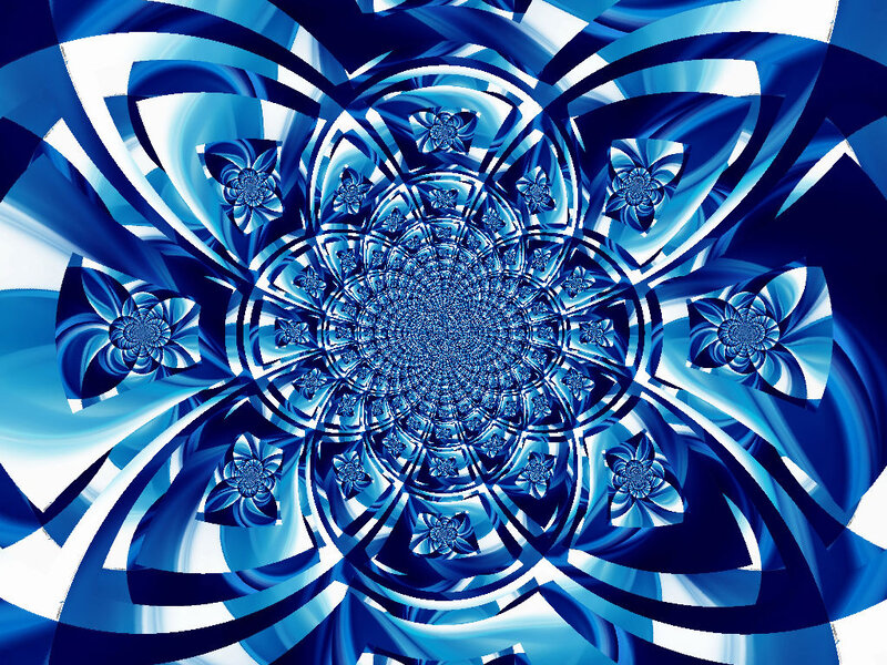 Blue Fractal Mandala — Hypnotic, Digital Art, Flowers