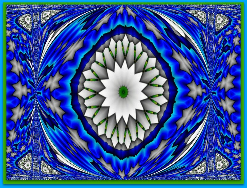Blue Fractal Mandala — Hypnotic, Digital Art, Star