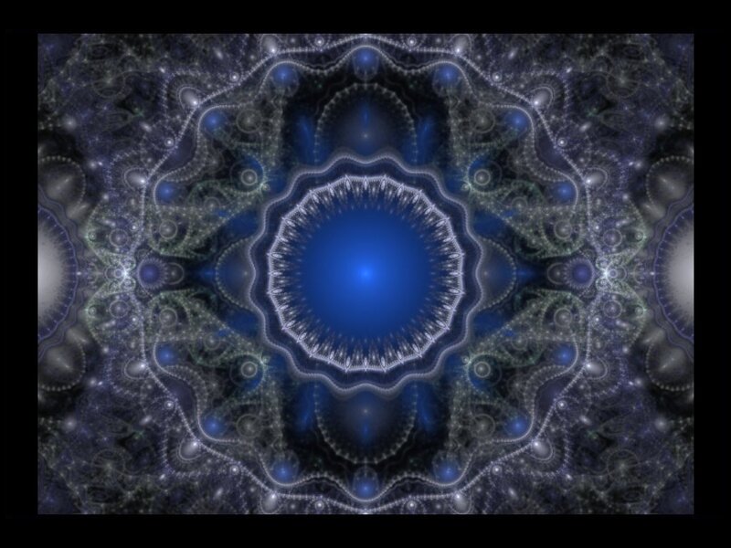 Blue Fractal Mandala — Hypnotic, Digital Art