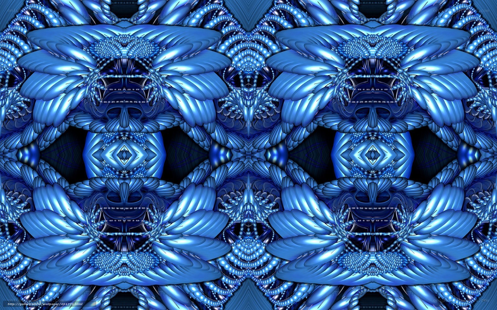 Blue fractal mandala pattern