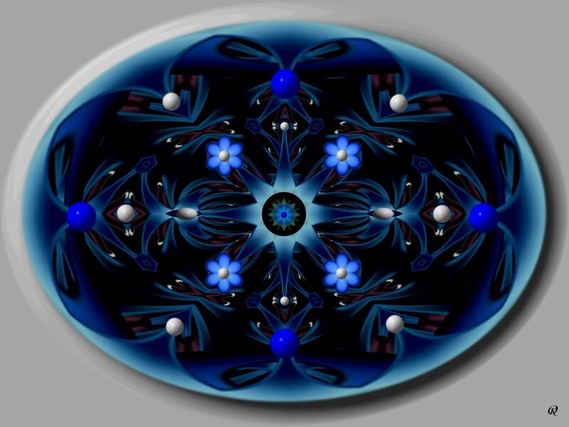 Blue Fractal Mandala — Symmetrical
