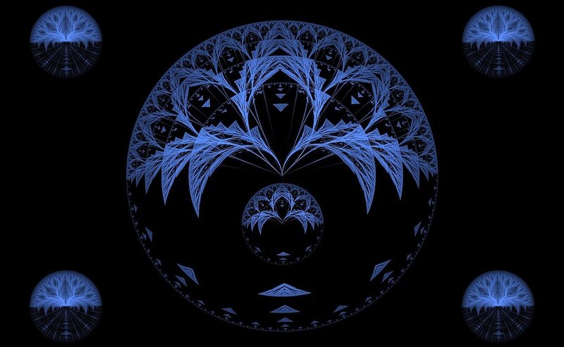 Blue Fractal Pattern — Abstract, Digital Art, Circles