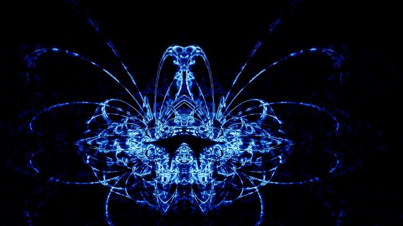 Blue Fractal Pattern — Abstract, Digital Art, Light, Symmetry