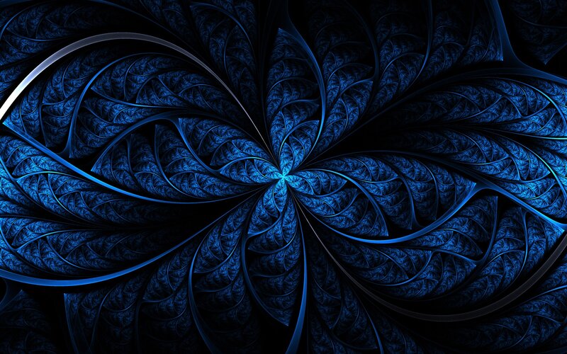 Blue Fractal Pattern — Abstract, Digital Art, Spiral