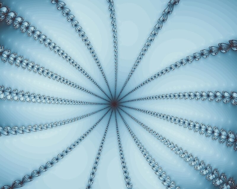 Blue Fractal Pattern — Calm, Abstract, Spiral, Rays
