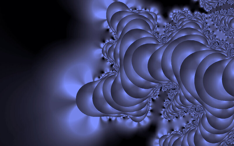 Blue Fractal Pattern — Calm, Abstract, Waves, Black